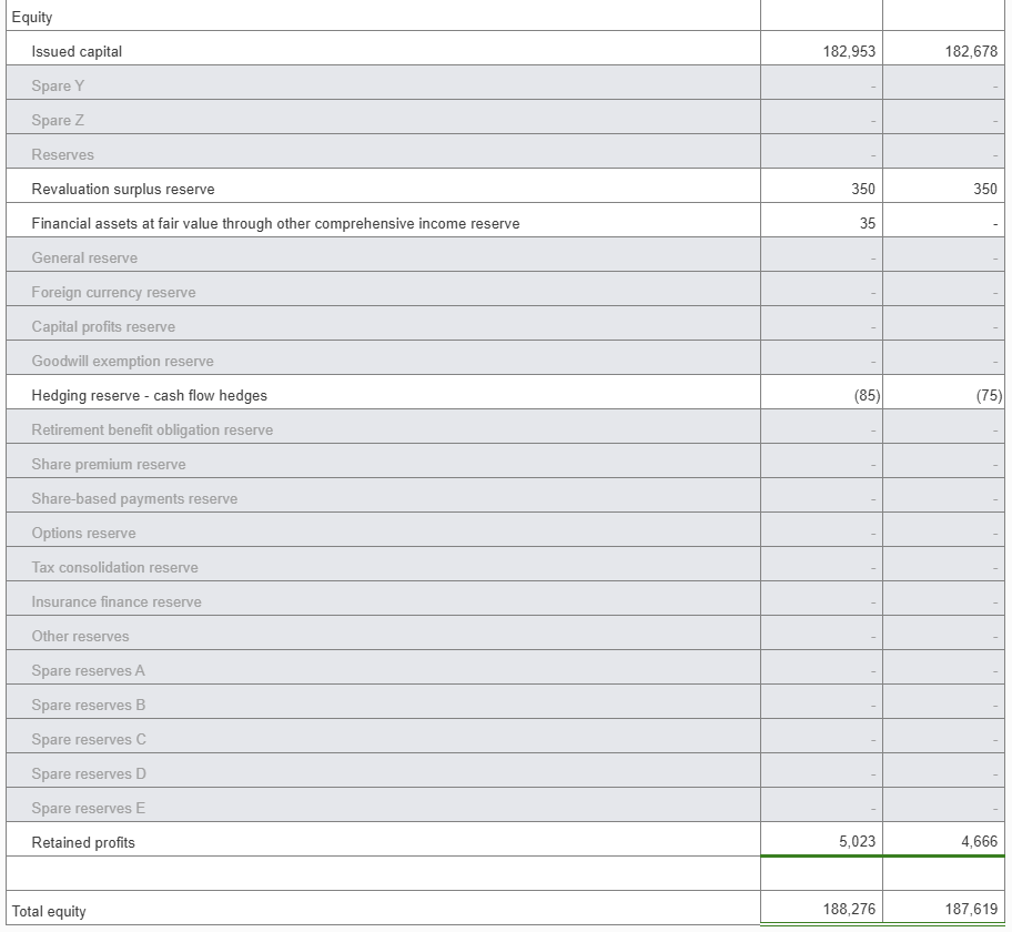 Image shows the Parent entity table with the Over disclosure-parent option set to Yes - net assets.